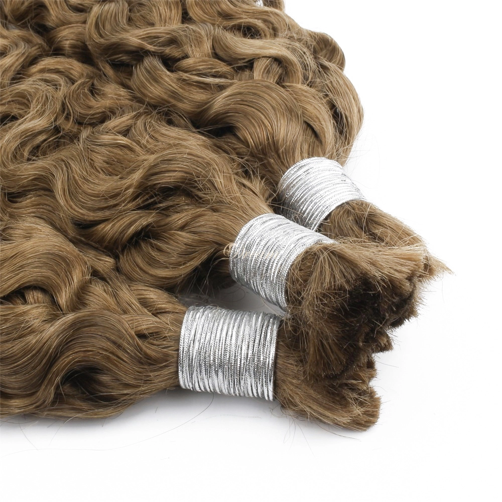 20inch Color #6 Hair Bulk Curly Hair Pre Colored Bulk Hair